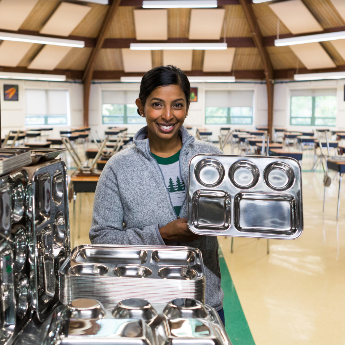 Founder with Sustainable School Trays
