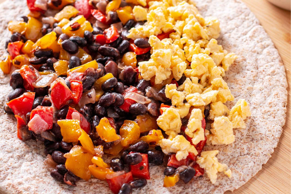 Healthy Breakfast Burrito with Spinach & Beans