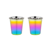 2 Starter Sips Infant Cups - each cup is 4 ounces, stainless steel, and dishwasher safe. Pediatricians say to skip the sippy cup! Instead, start baby's first sips with this cutie baby cup. At just 4 oz (1/2 cup), this trainer cup is perfect for little hands—and to minimize spills. But it doesn't end with baby. The cup transitions to a great rinse cup for toddlers and espresso cup for mom and dad.