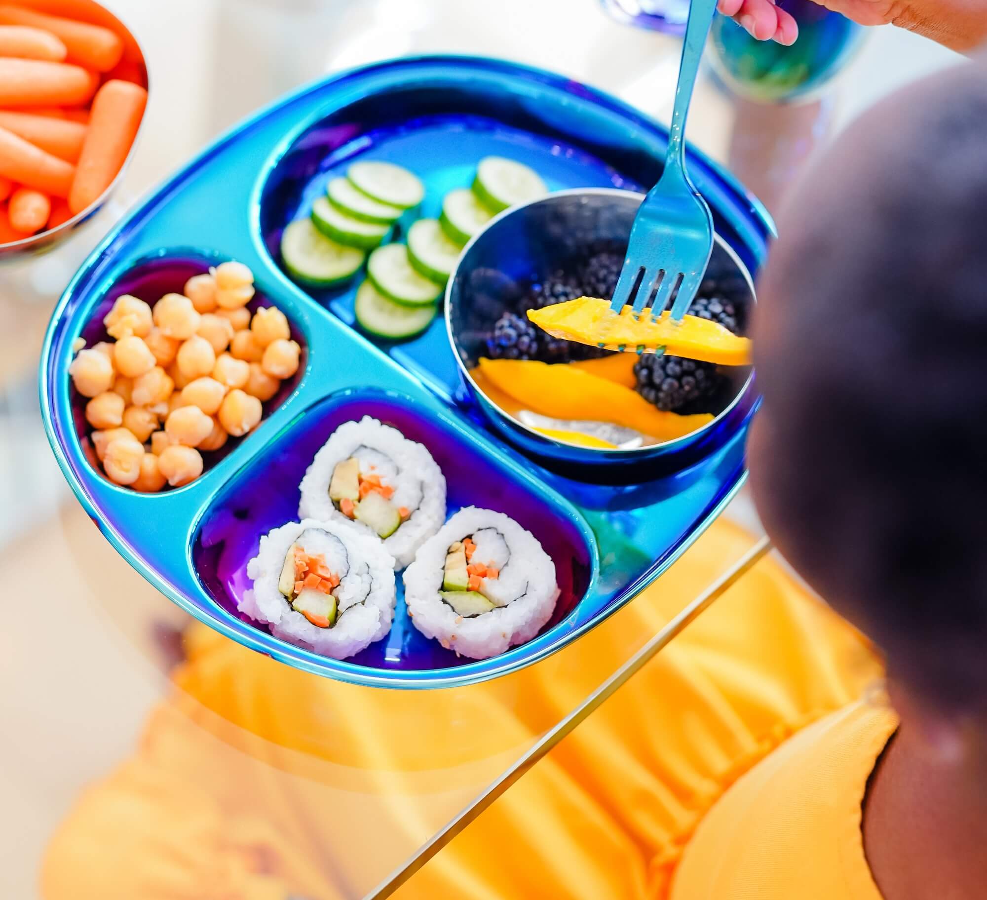 rainbow stainless steel compartment plate