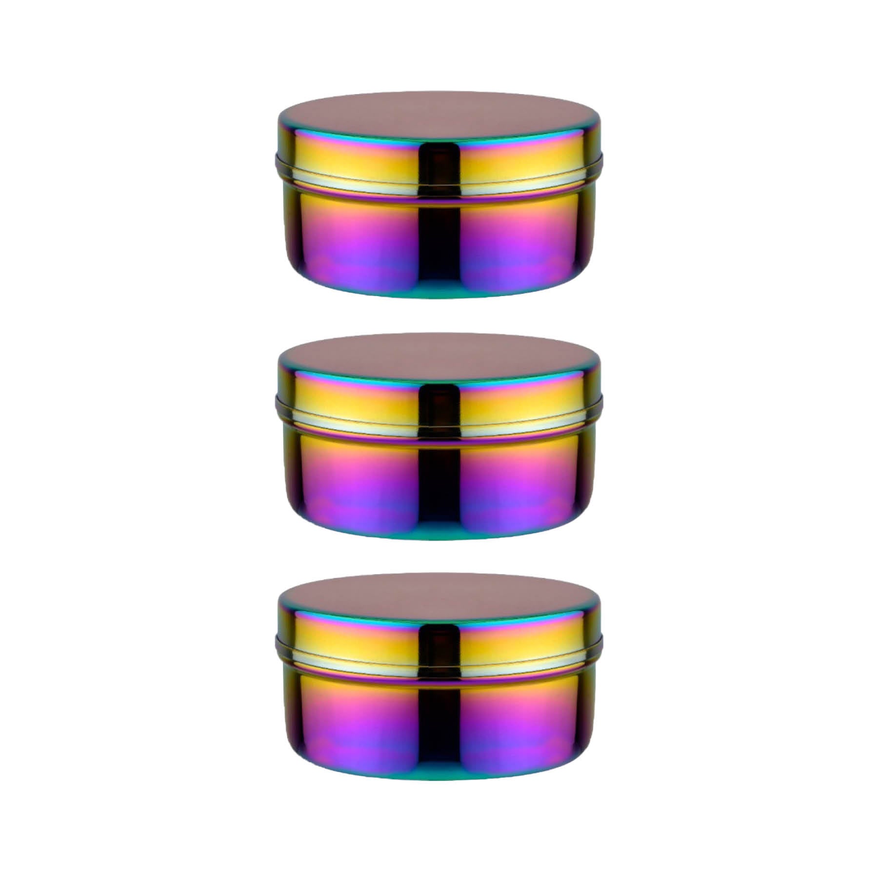 3 stainless steel circle food containers for on the go snacking, after school activities, school lunch, and more