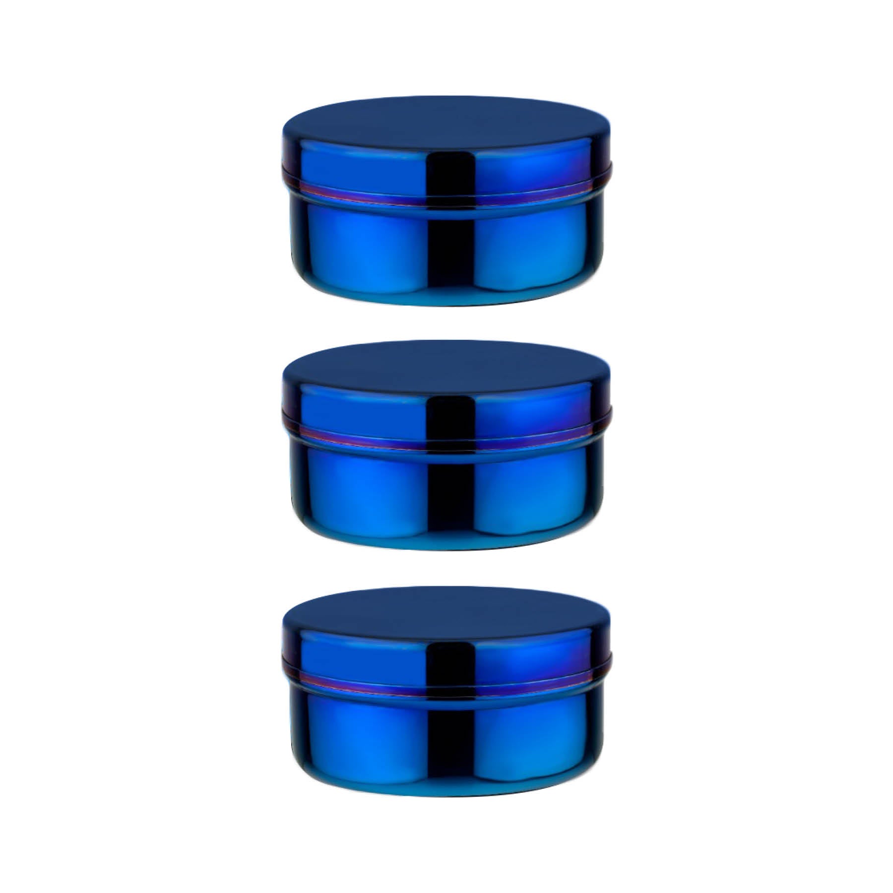 3 Blue circle food containers