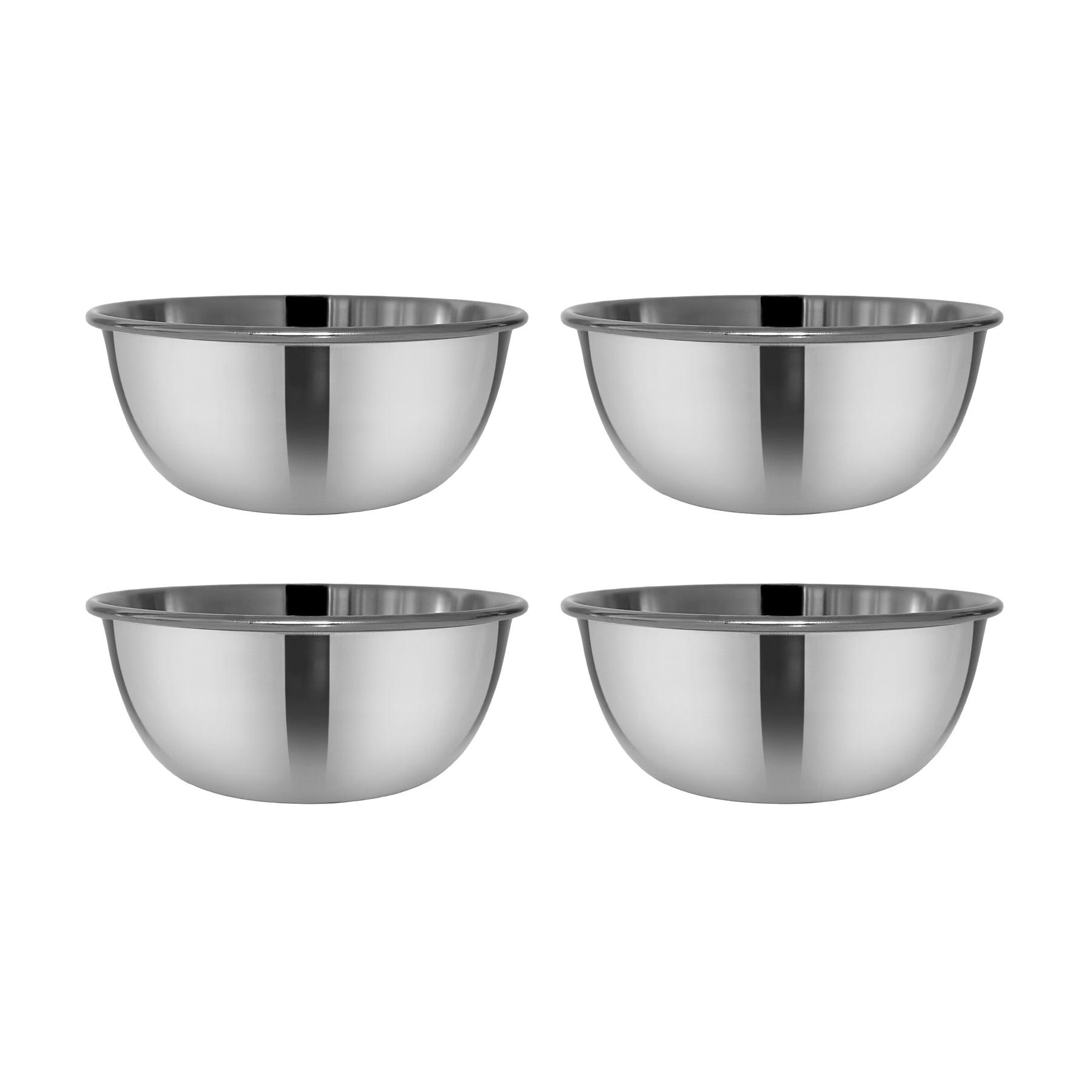 Set of 4 Classic polished stainless steel 12 ounce bowls for kids, toddlers, and adults