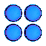4 pack of Iridescent Blue 9" round Purposeful Plates - stainless steel Ahimsa plates for toddlers, kids, and adults