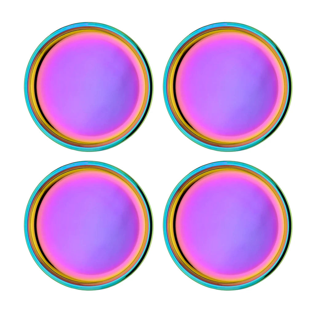 Stainless steel kids plates. Rainbow 4 pack of Purposeful Plates - 9" stainless steel plates for toddlers, kids, and adults
