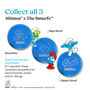 Collect all 3 - Ahimsa and The Smurfs, Smurfette, Papa Smurf, and Classic Smurf. Snack time just got Smurftastic! At 1 cup each, these containers are perfect for school lunches, snacks, and on-the-go.