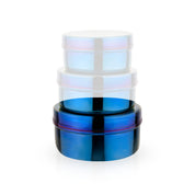 The Large Circle stainless steel food containers for kids and adults for snacks and lunches, available in rainbow, blue, and classic / silver - perfect for school lunches, work lunches, soccer field snacks, and more.