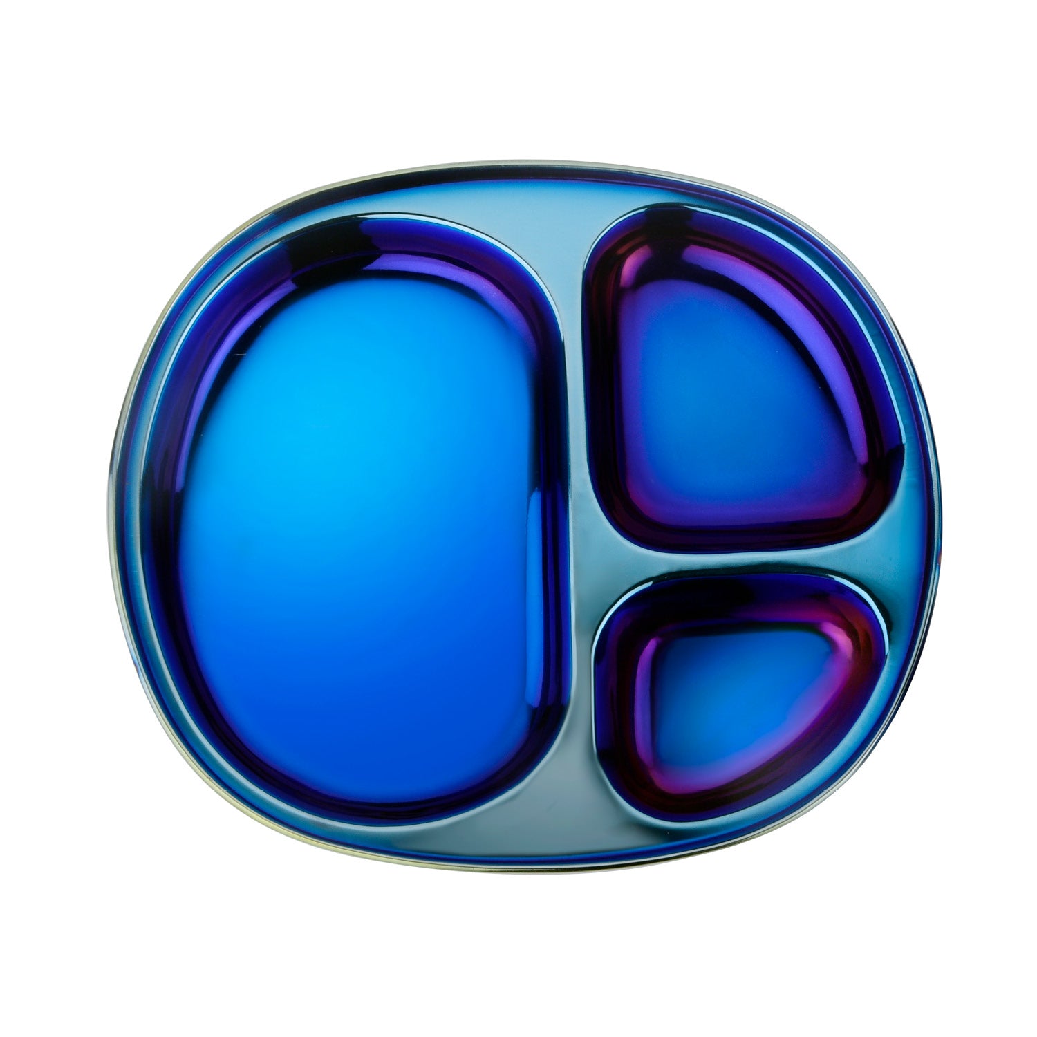 Ahimsa stainless steel kids plates, blue divided plate for kids