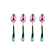 set of 4 stainless steel baby spoons in rainbow finish for infants and toddlers