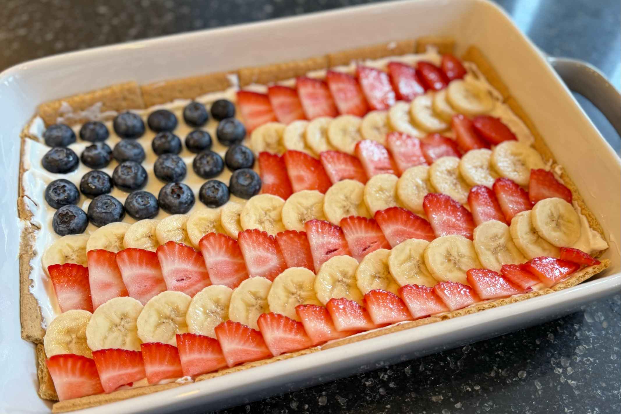 Healthy Fruit Flag Cake for Memorial Day Celebrations