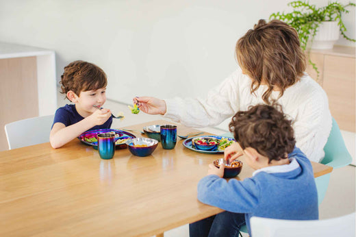 How to Reduce Microplastics | Two Children Snacking from Ahimsa Dishware