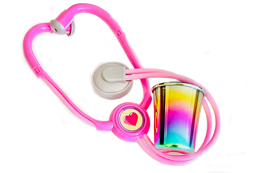 play stethoscope with ahimsa stainless steel cup