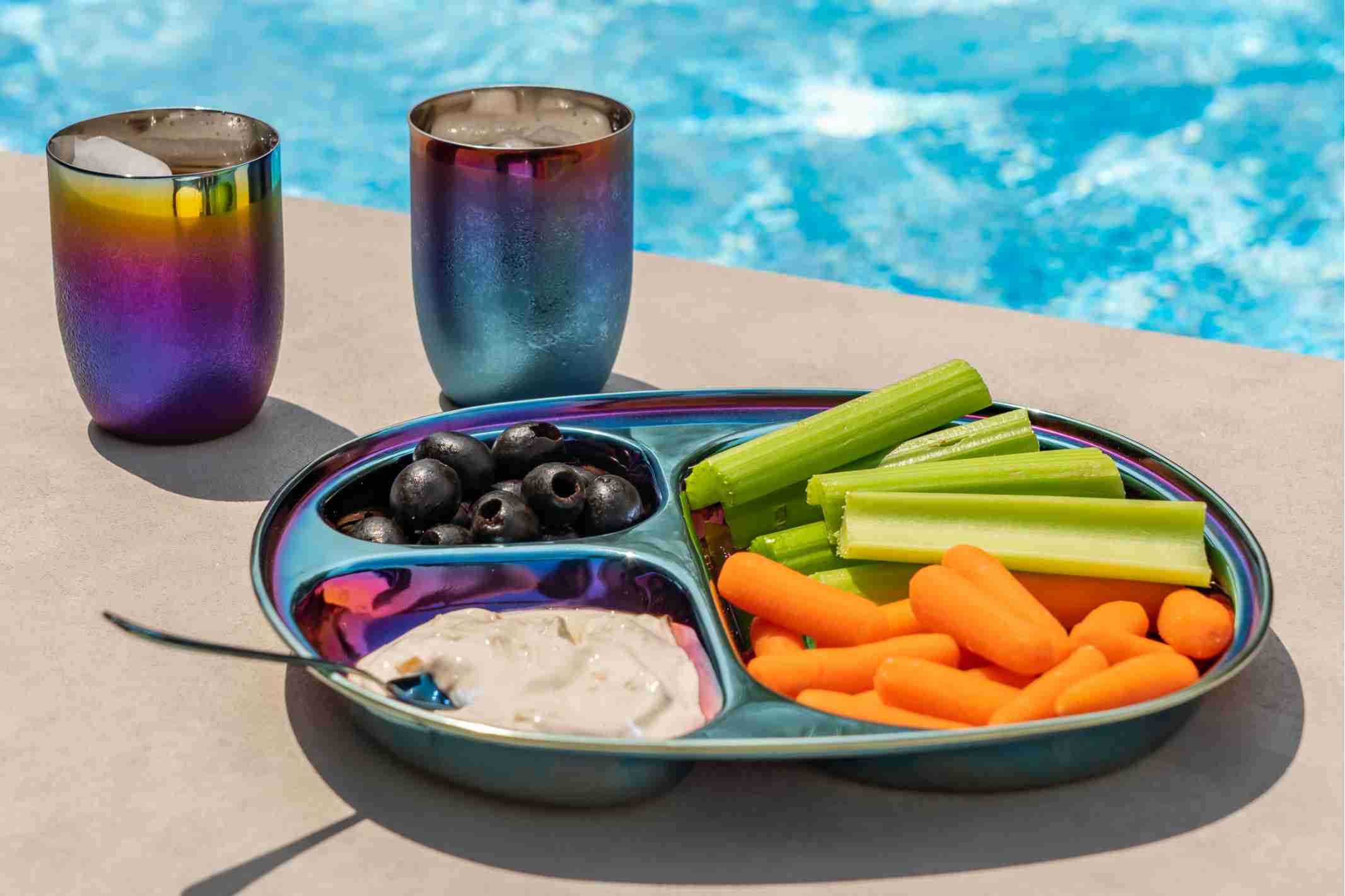 Eco-Friendly Pool Party | Cups and Tray by Pool