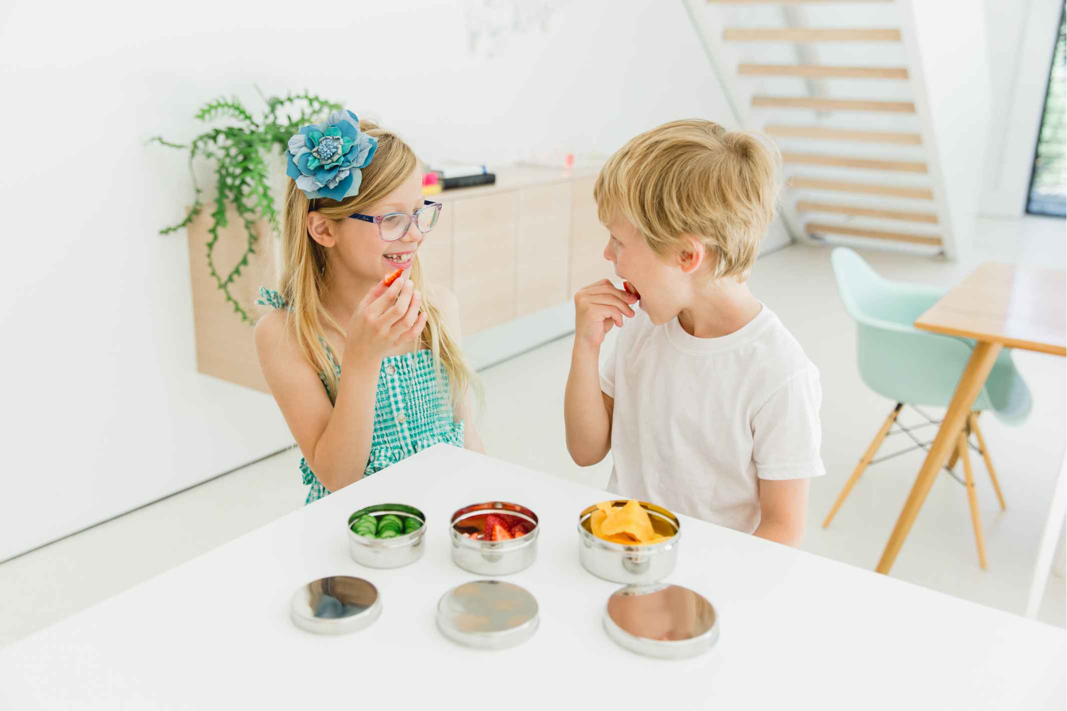 How to Reduce Microplastics | Two Children Snacking from Ahimsa Dishware