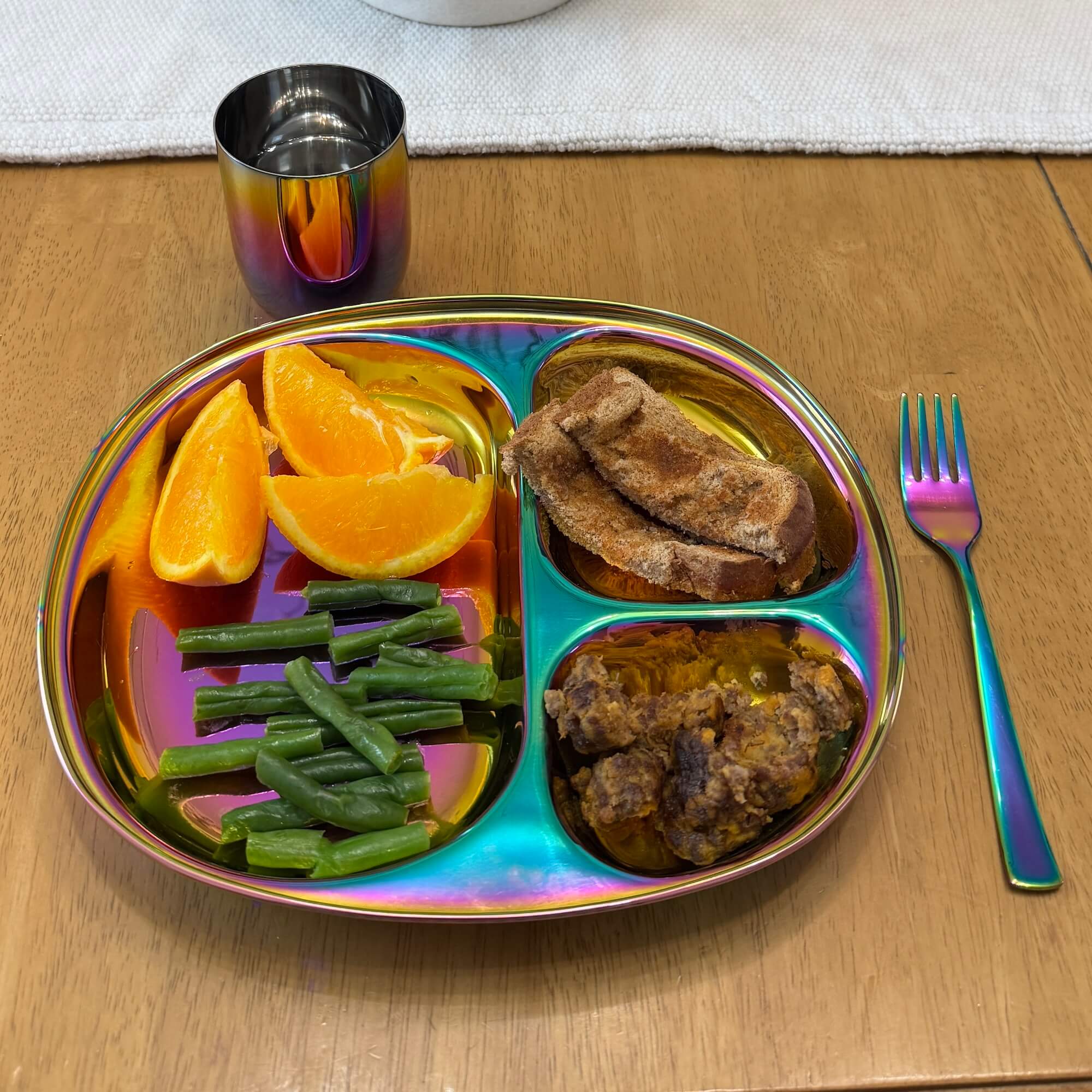 iron rich meal on stainless steel plate