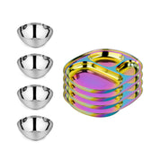 Classic and Rainbow 4 Smart snacking bowls stainless steel 12 ounces and compartment plates