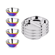 Rainbow and classic 4 Smart snacking bowls stainless steel 12 ounces and compartment plates