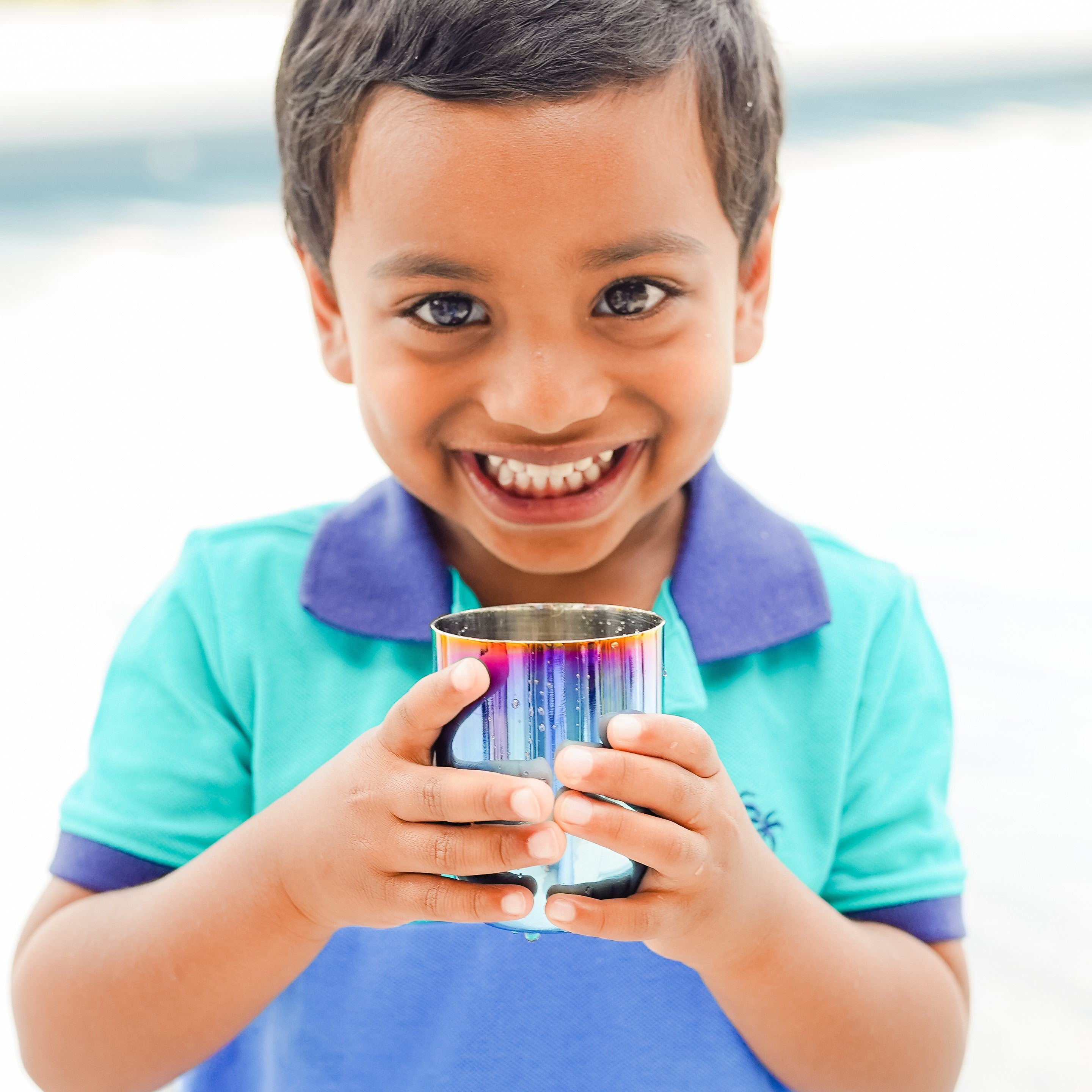 Celebrate Diwali with these colorful and adorable blue stainless steel cups. Great for Diwali gifts. Ahimsa conscious cup is 8 oz, the perfect size for little hands