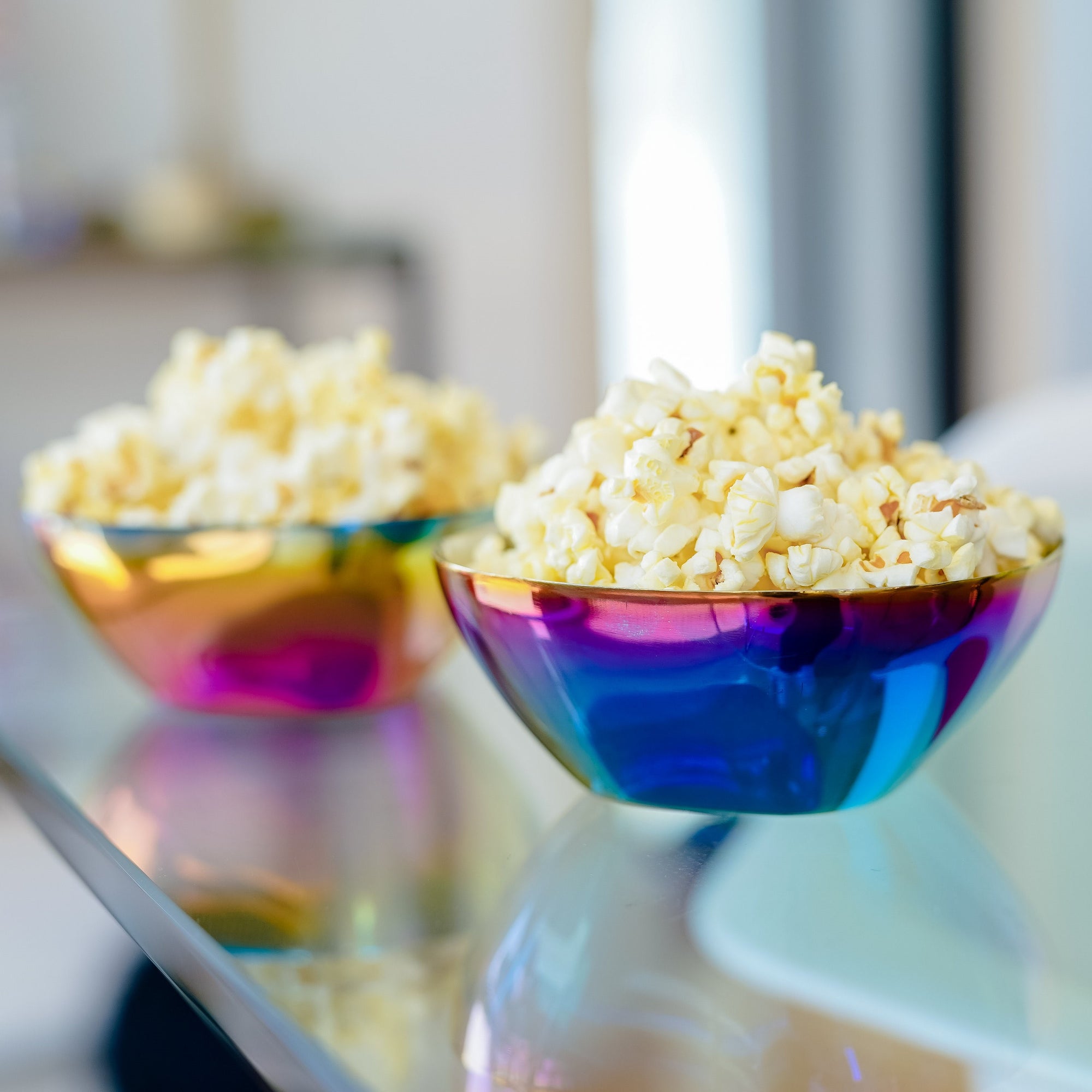Rainbow and blue stainless steel 12 oz snack bowls