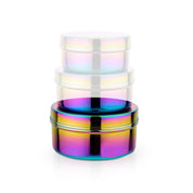 The Large Circle stainless steel food containers for kids and adults for snacks and lunches, available in rainbow, blue, and classic / silver - perfect for school lunches, work lunches, soccer field snacks, and more.