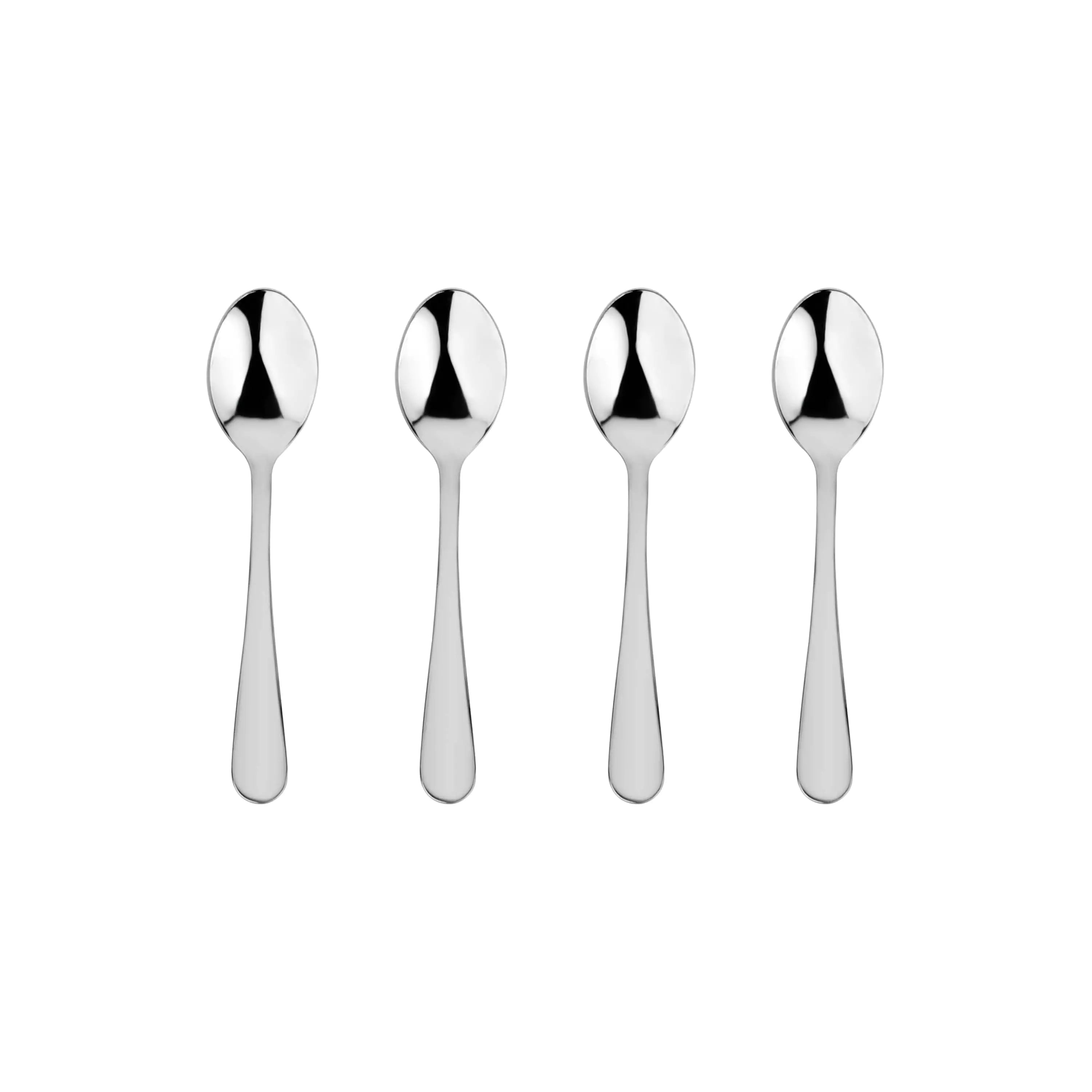 set of 4 stainless steel baby spoons in classic stainless finish