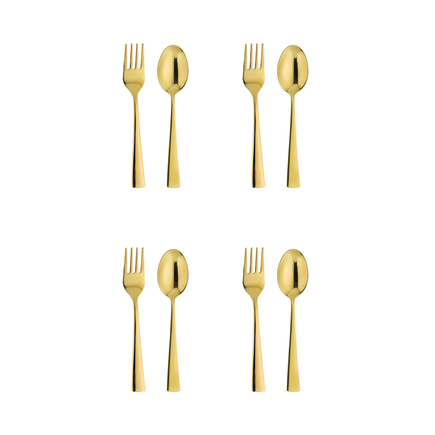 Set of 4 Utensil - 4 gold forks and 4 gold spoons - stainless stee cutlery for kids