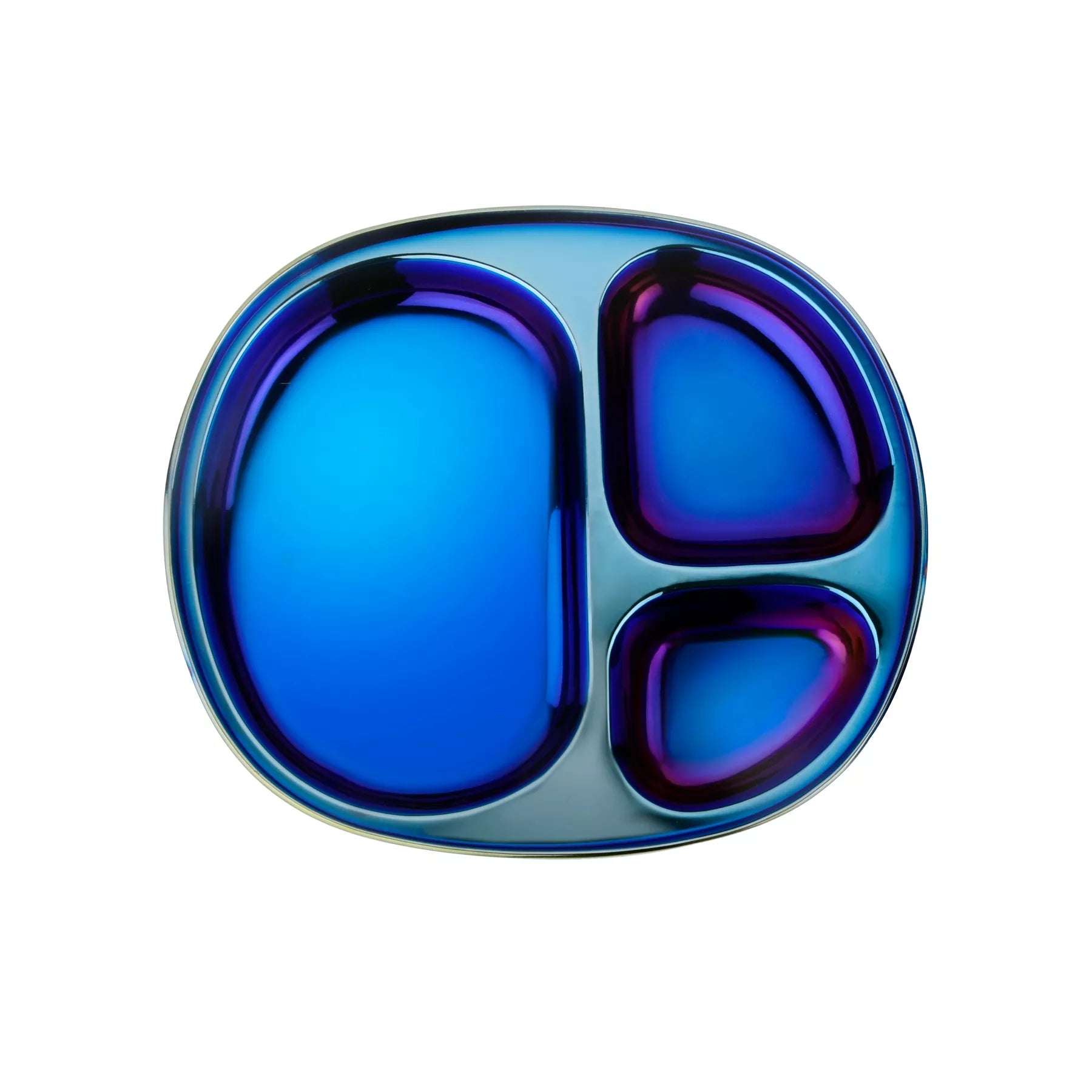 Ahimsa stainless steel kids plate, blue divided plate for kids