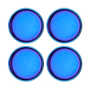 4 pack of Iridescent Blue 9" round Purposeful Plates - stainless steel Ahimsa plates for toddlers, kids, and adults