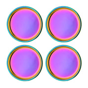 Rainbow 4 pack of Purposeful Plates - 9" stainless steel plates for toddlers, kids, and adults